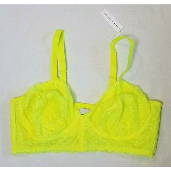 Cosabella x Eloquii Ferrara Sz. 1X Neon Wire-Free Lace Bustier Bra Limelight NWT - Picture 2 of 4